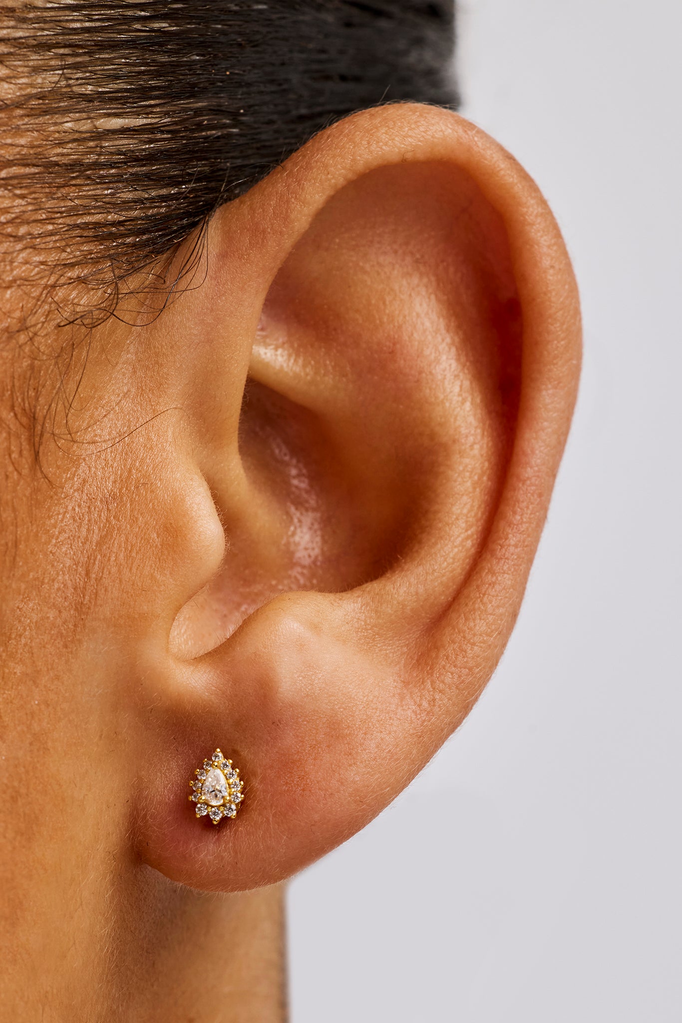 Iced Pear Cluster Stud Earrings - 6mm - Gold